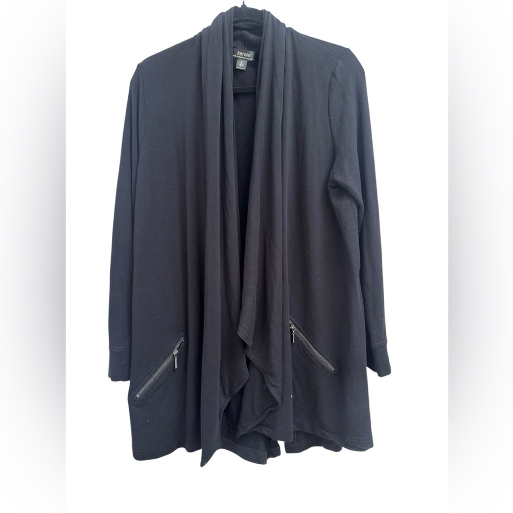 Kensie Black Front Sweatshirt cardigan with zipper detail - excellent condition